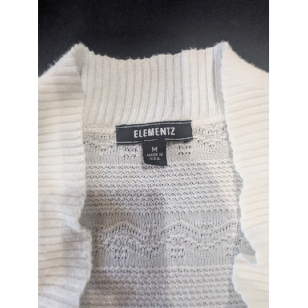 Elementz Cardigan Sweaters Women's M‎ White Open Knit Open Front Long Sleeve